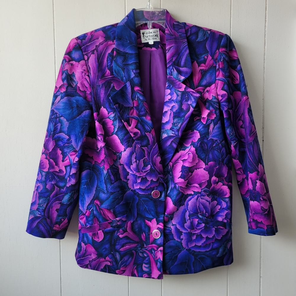 Vintage 80s Suit Floral Blazer
